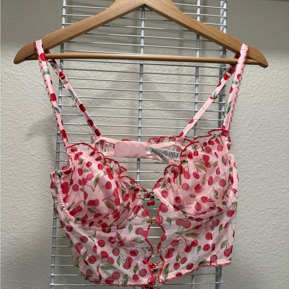 For Love And Lemons Tops - For Love And Lemons Pink Cherry Crop Top